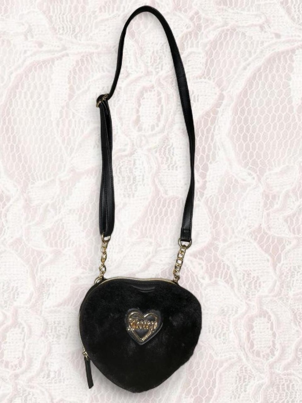 Juicy Couture Black Heart Crossbody with Gold Accent